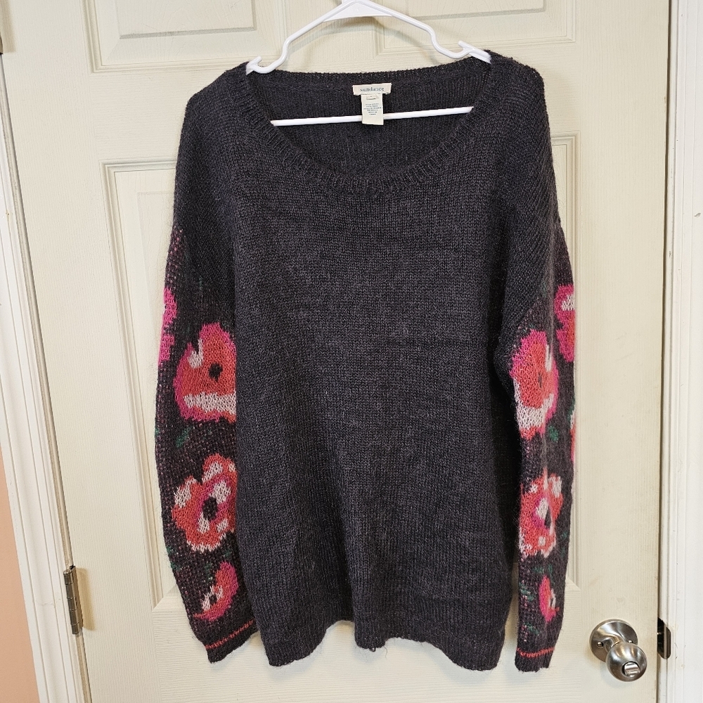 Sundance Lilly Dreams Floral Knit Wool Kid Mohair Eyelash Pullover Sweater - Picture 8 of 8